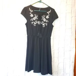 ALYA Cap Sleeve Popover Floral Embroidered Dress